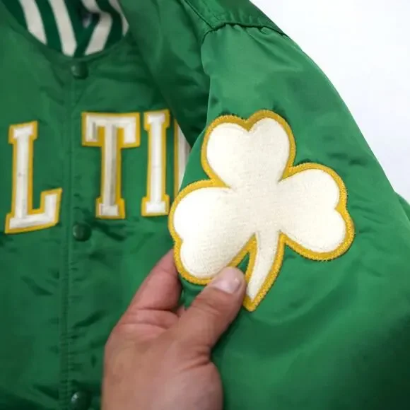 Vintage 90s Starter Boston Celtics Satin Bomber Jacket Mens XL